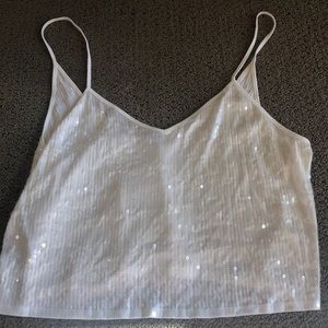 White sequin cropped Express Tank